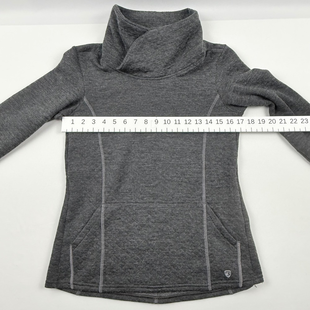 Kuhl Womens XS Gray Cowl Neck Quilted Pullover Sweater Kangaroo Pocket Heathered - Picture 7 of 11